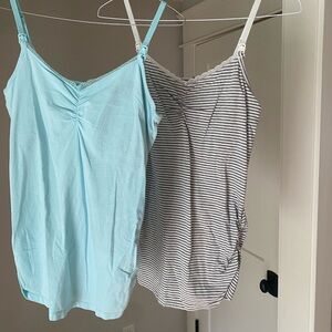 Motherhood Maternity Nursing Tops Grey/White Stripe ONLY Size Medium-blue sold